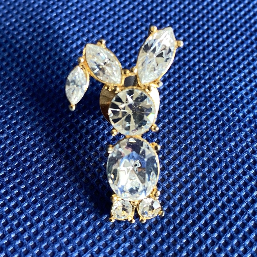 Vintage Crystal Bunny Rabbit Lapel Pin Brooch